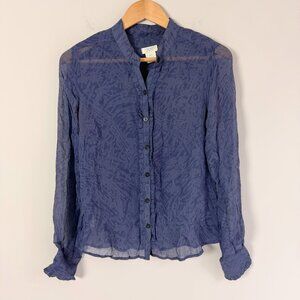 2/$30 Joe Fresh Style Frais 100% Silk Blue Top Small